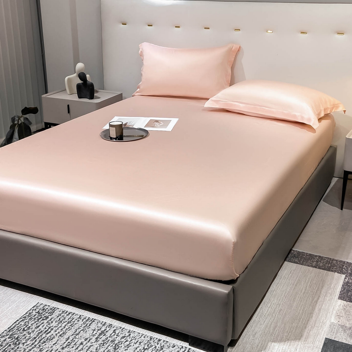 91家纺网 家纺一手货源 找家纺 涵宸家纺 2026新款兰精3M天丝纯色单床笠 单床笠-蜜桃粉