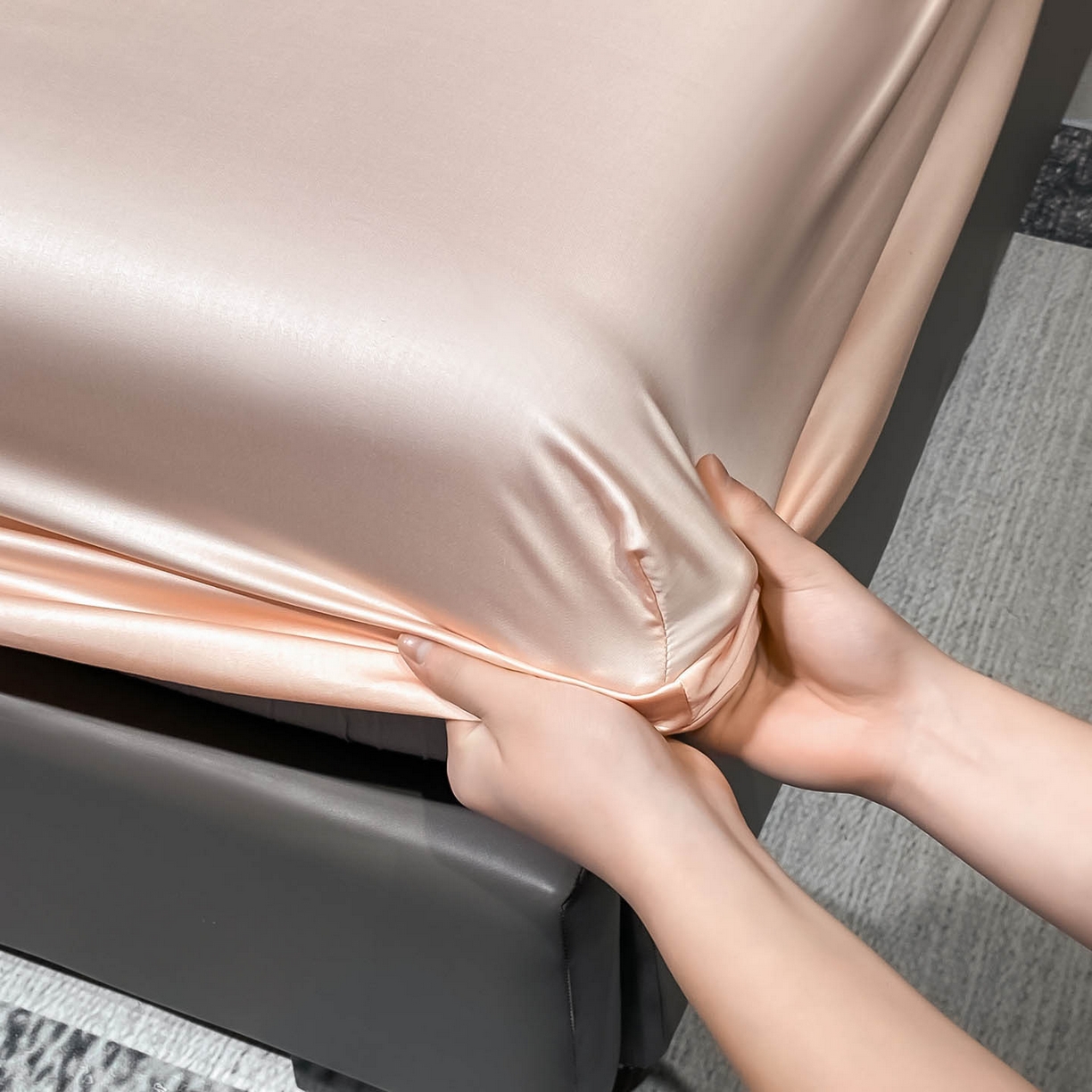 91家纺网 家纺一手货源 找家纺 涵宸家纺 2026新款兰精3M天丝纯色单床笠 单床笠-蜜桃粉