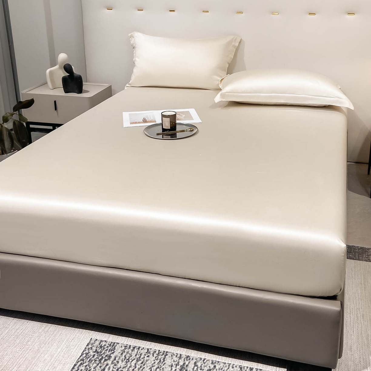 91家纺网 家纺一手货源 找家纺 涵宸家纺 2026新款兰精3M天丝纯色单床笠 单床笠-奶昔