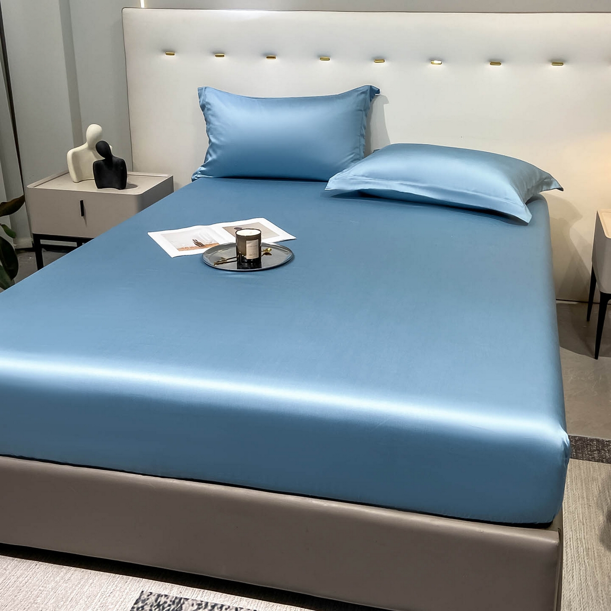 91家纺网 家纺一手货源 找家纺 涵宸家纺 2026新款兰精3M天丝纯色单床笠 单床笠-深海蓝