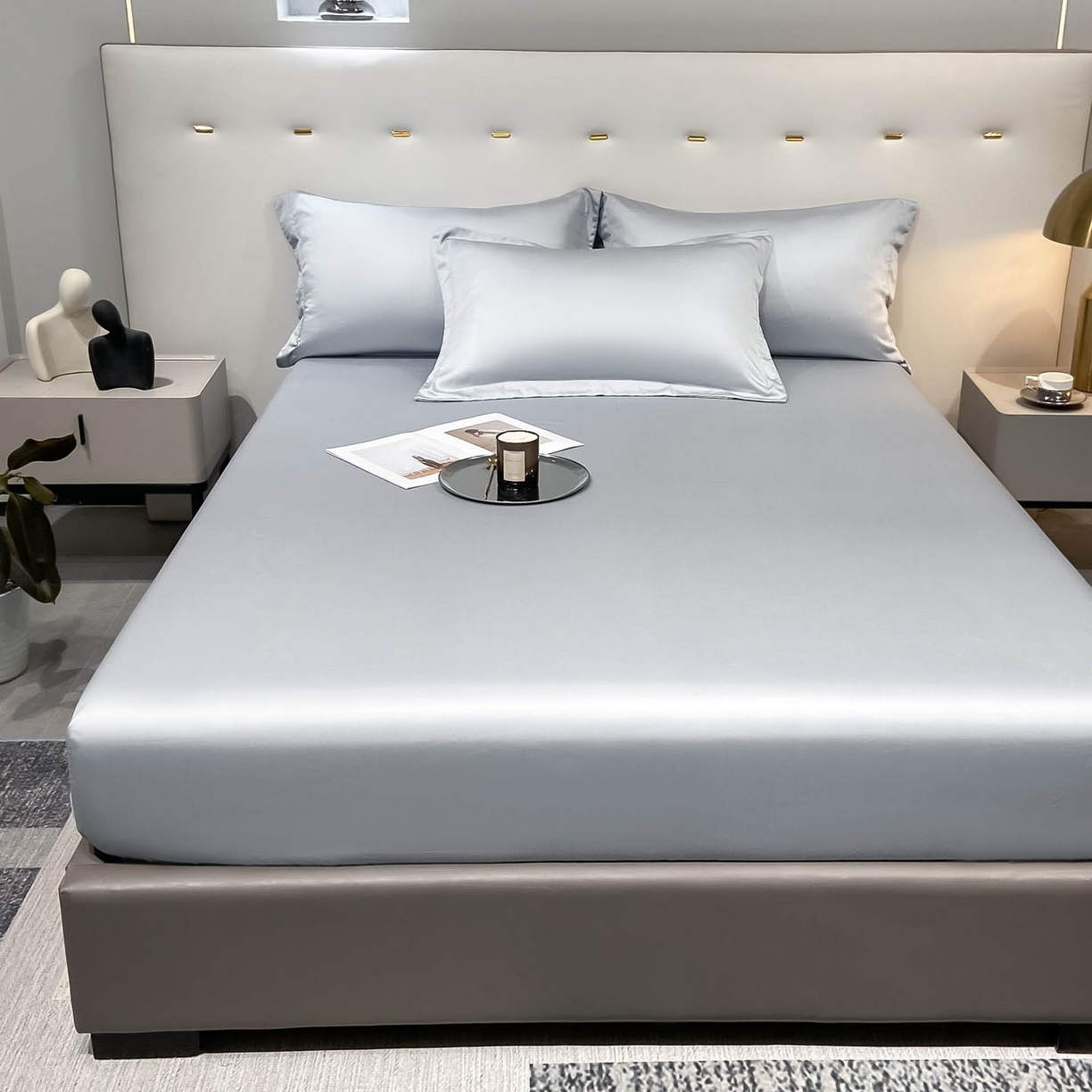 91家纺网 家纺一手货源 找家纺 涵宸家纺 2026新款兰精3M天丝纯色单床笠 单床笠-星辰兰