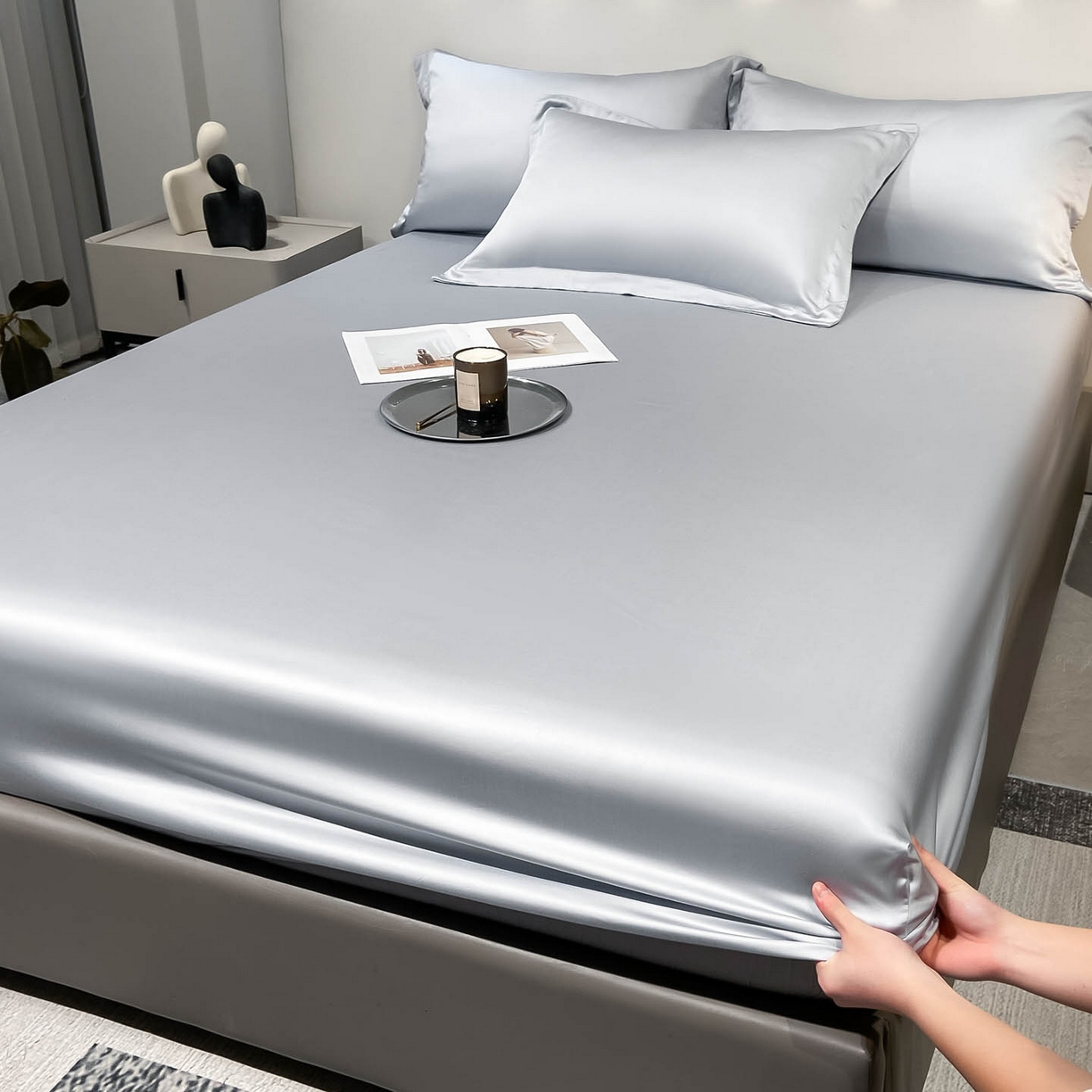 91家纺网 家纺一手货源 找家纺 涵宸家纺 2026新款兰精3M天丝纯色单床笠 单床笠-星辰兰