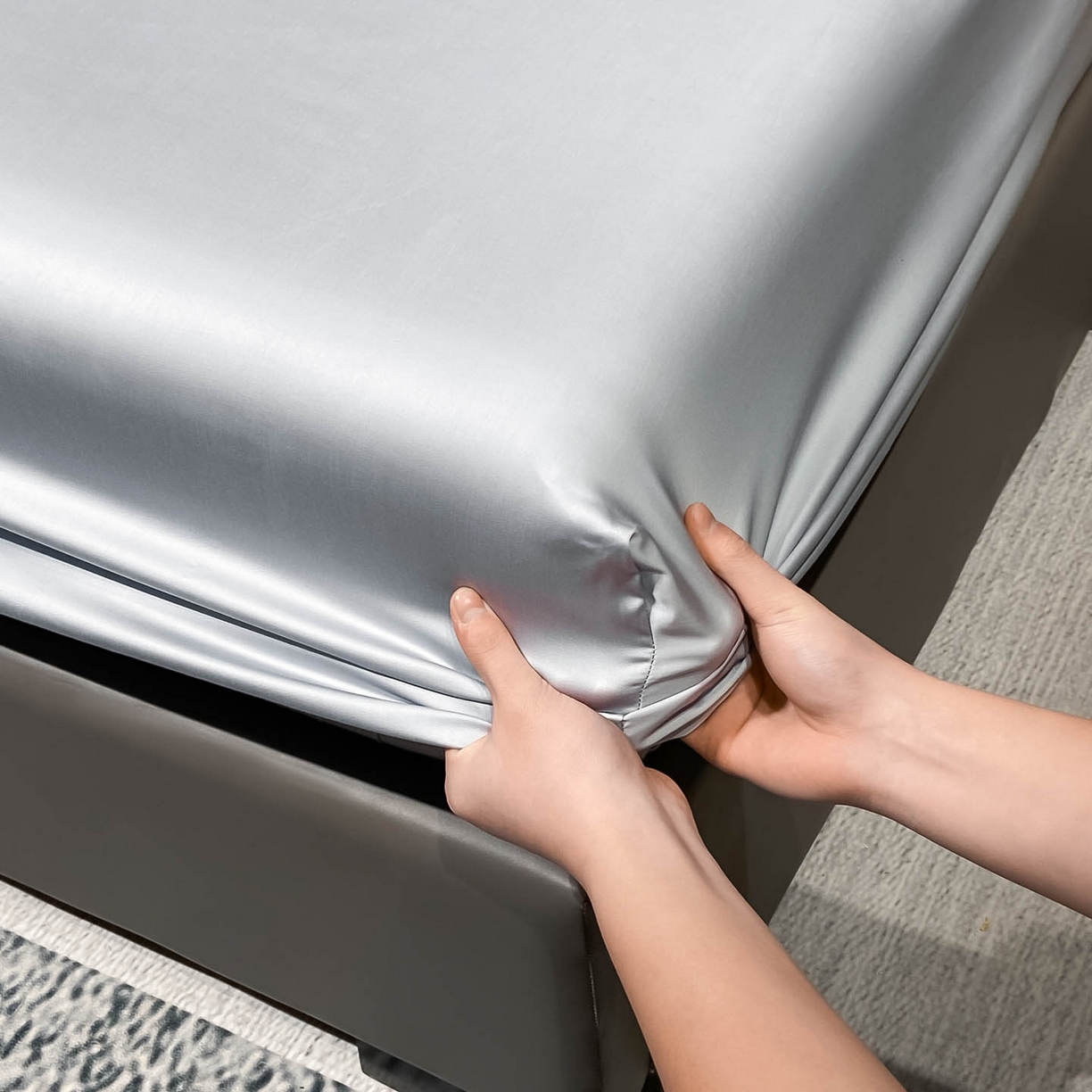 91家纺网 家纺一手货源 找家纺 涵宸家纺 2026新款兰精3M天丝纯色单床笠 单床笠-星辰兰