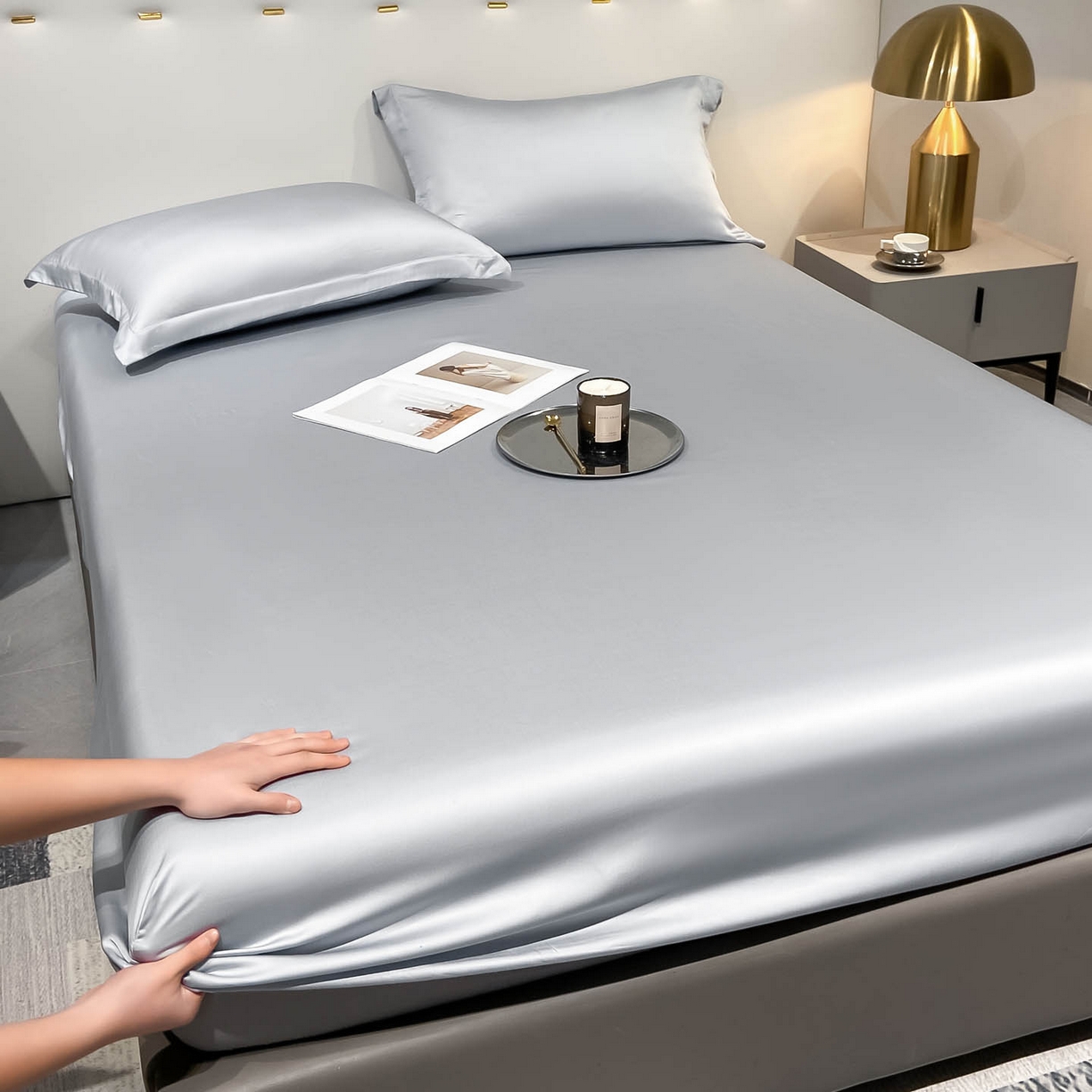 91家纺网 家纺一手货源 找家纺 涵宸家纺 2026新款兰精3M天丝纯色单床笠 单床笠-星辰兰