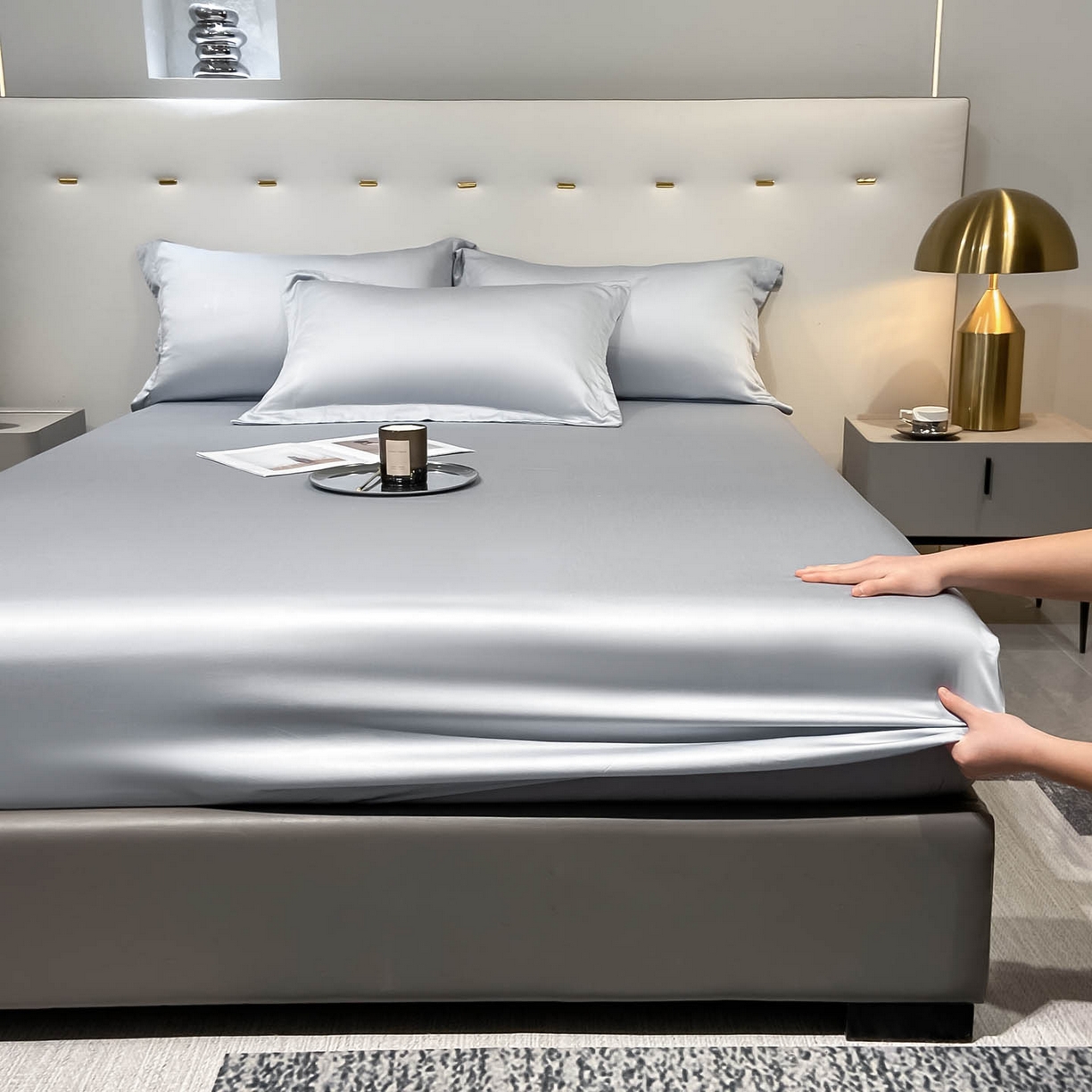 91家纺网 家纺一手货源 找家纺 涵宸家纺 2026新款兰精3M天丝纯色单床笠 单床笠-星辰兰