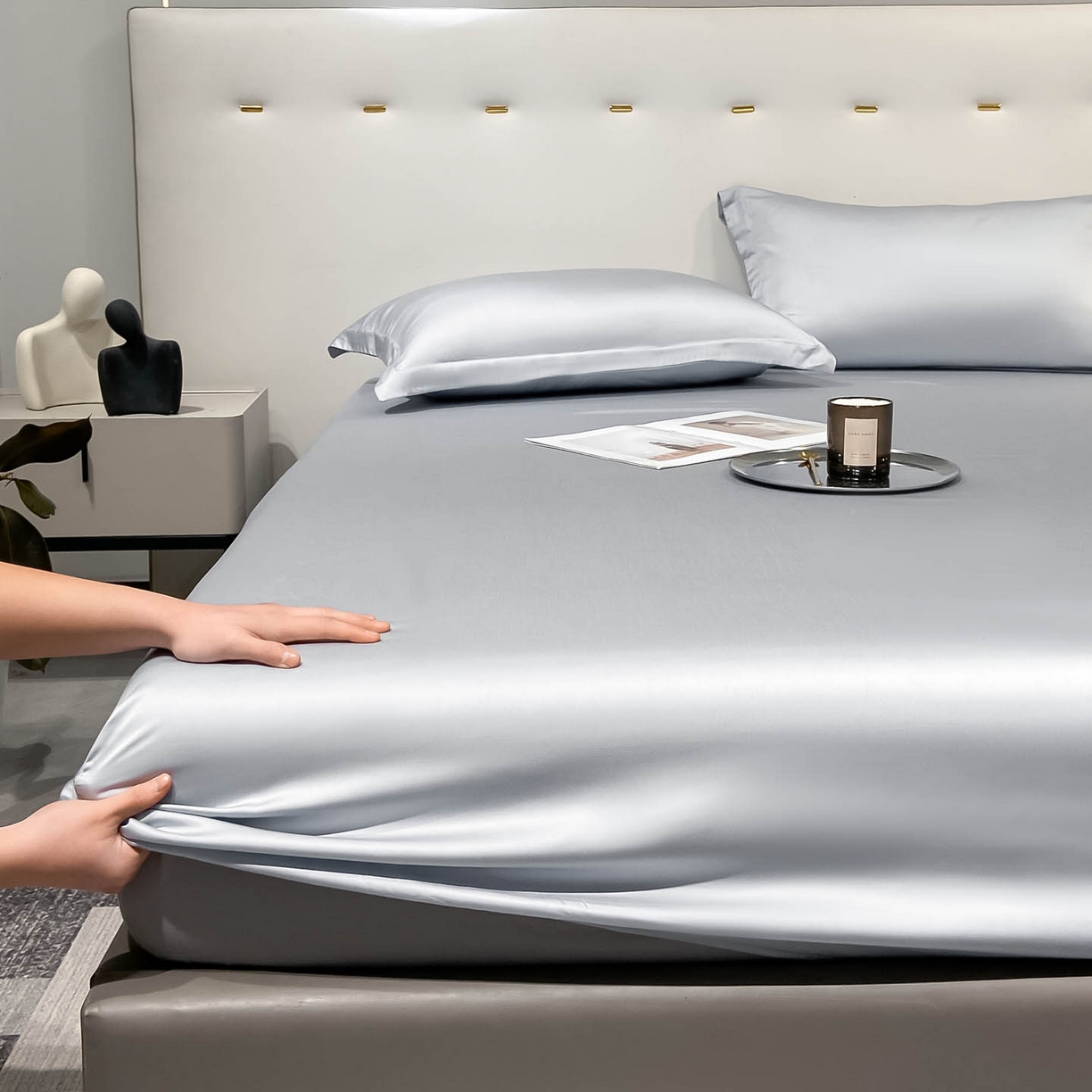 91家纺网 家纺一手货源 找家纺 涵宸家纺 2026新款兰精3M天丝纯色单床笠 单床笠-星辰兰