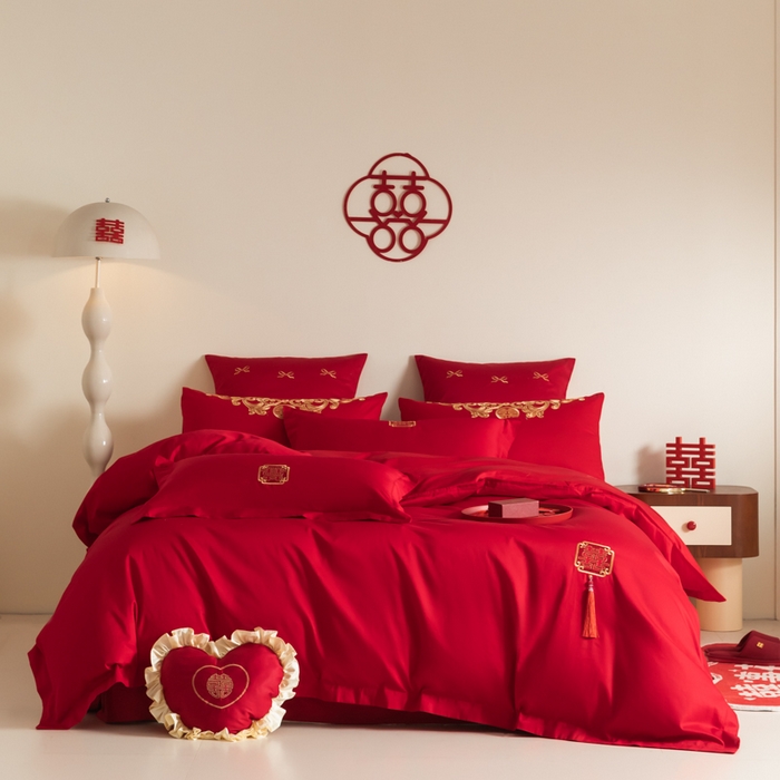 （总）东方合美（原：皇家传奇） 2024新款轻奢纯棉贡缎织造印花婚庆四件套