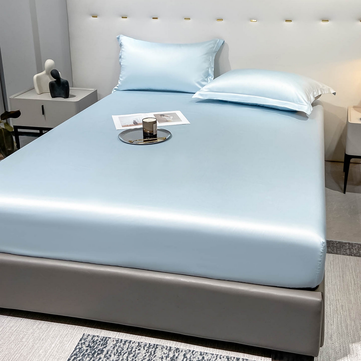 91家纺网 家纺一手货源 找家纺 涵宸家纺 2026新款兰精3M天丝纯色单床笠 单床笠单-晴天兰