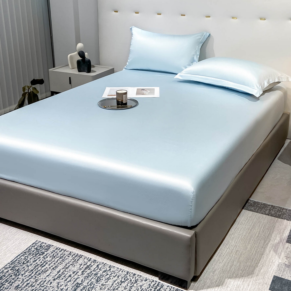 91家纺网 家纺一手货源 找家纺 涵宸家纺 2026新款兰精3M天丝纯色单床笠 单床笠单-晴天兰