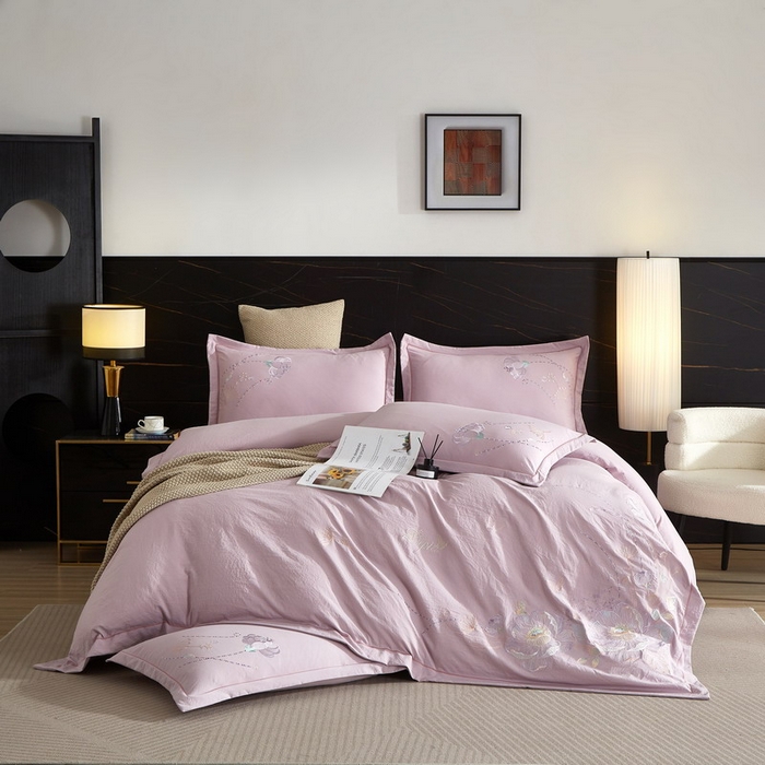 金纱玉纺家纺 2026新款轻奢工艺绣花四件套（提供买家秀） 繁花似锦-紫