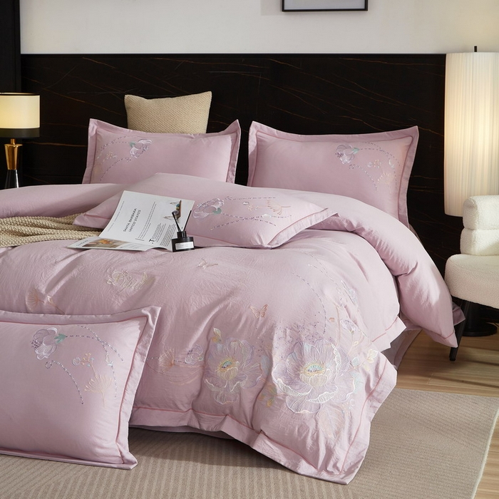 91家纺网 家纺一手货源 找家纺 金纱玉纺家纺 2026新款轻奢工艺绣花四件套（提供买家秀） 繁花似锦-紫