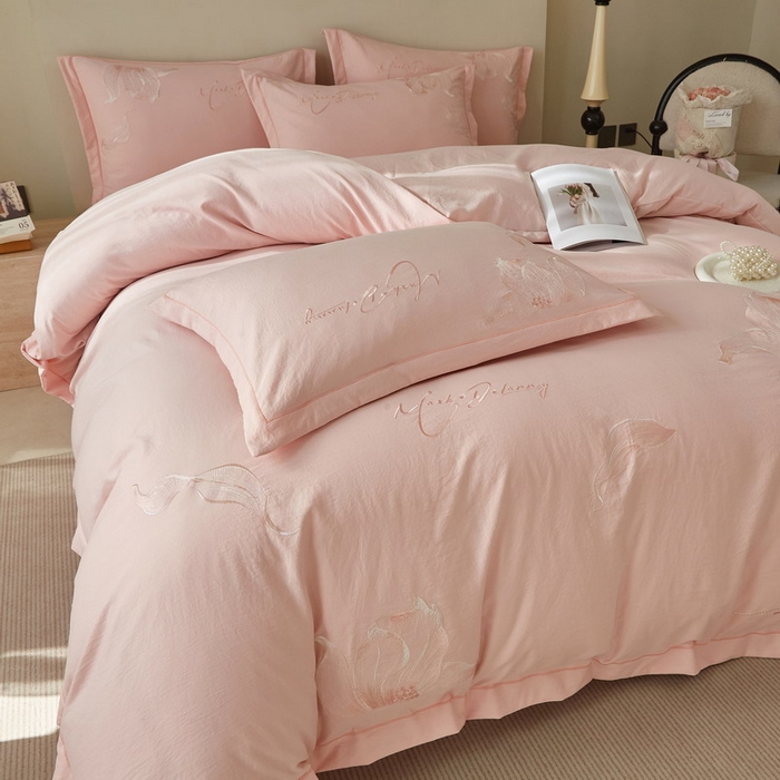 91家纺网 家纺一手货源 找家纺 金纱玉纺家纺 2026新款轻奢工艺绣花四件套（提供买家秀） 绚丽-粉