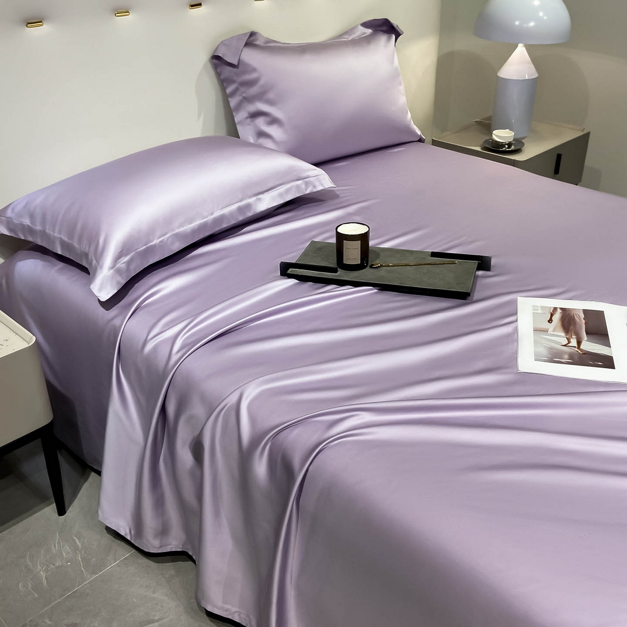 91家纺网 家纺一手货源 找家纺 涵宸家纺 2026新款兰精3M天丝纯色单枕套 单枕套-淡雅紫