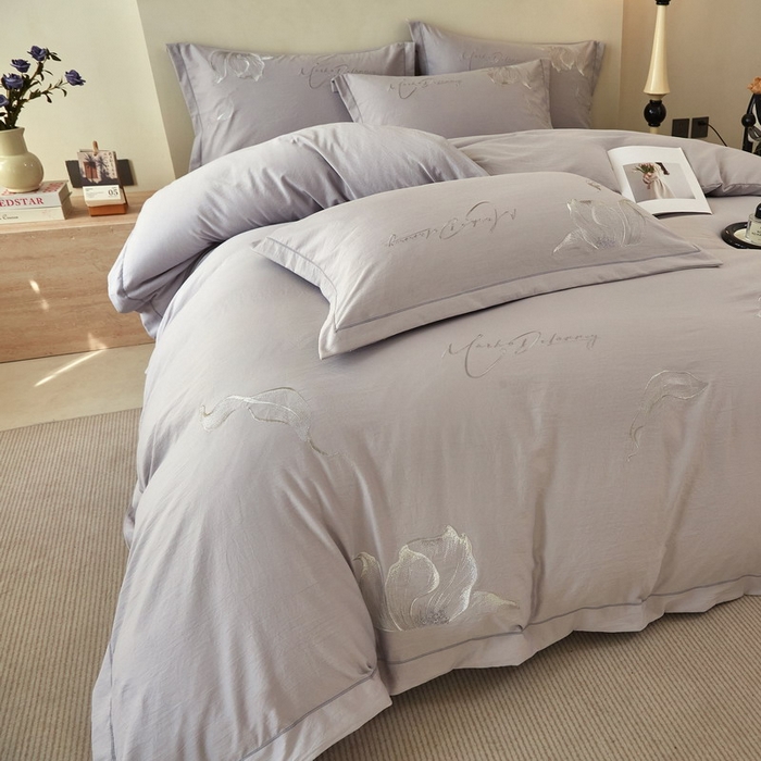 91家纺网 家纺一手货源 找家纺 金纱玉纺家纺 2026新款轻奢工艺绣花四件套（提供买家秀） 绚丽-灰