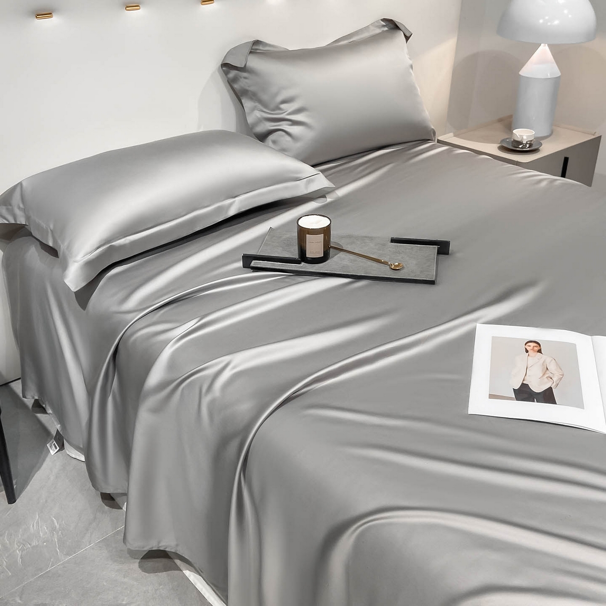 91家纺网 家纺一手货源 找家纺 涵宸家纺 2026新款兰精3M天丝纯色单枕套 单枕套-都市灰