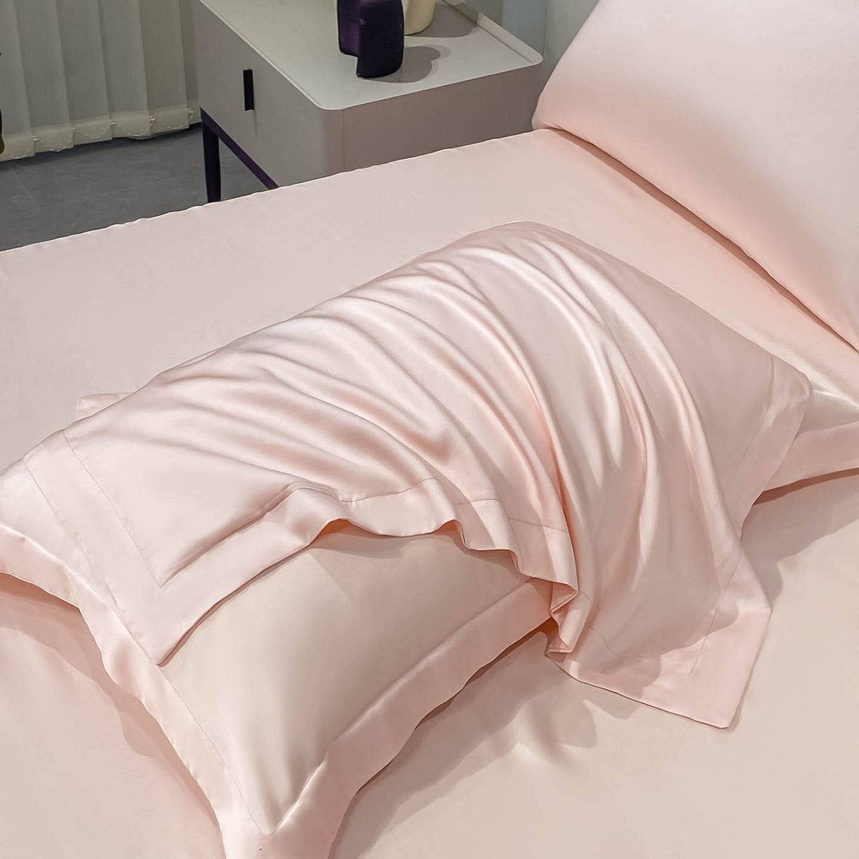 91家纺网 家纺一手货源 找家纺 涵宸家纺 2026新款兰精3M天丝纯色单枕套 单枕套-蜜桃粉