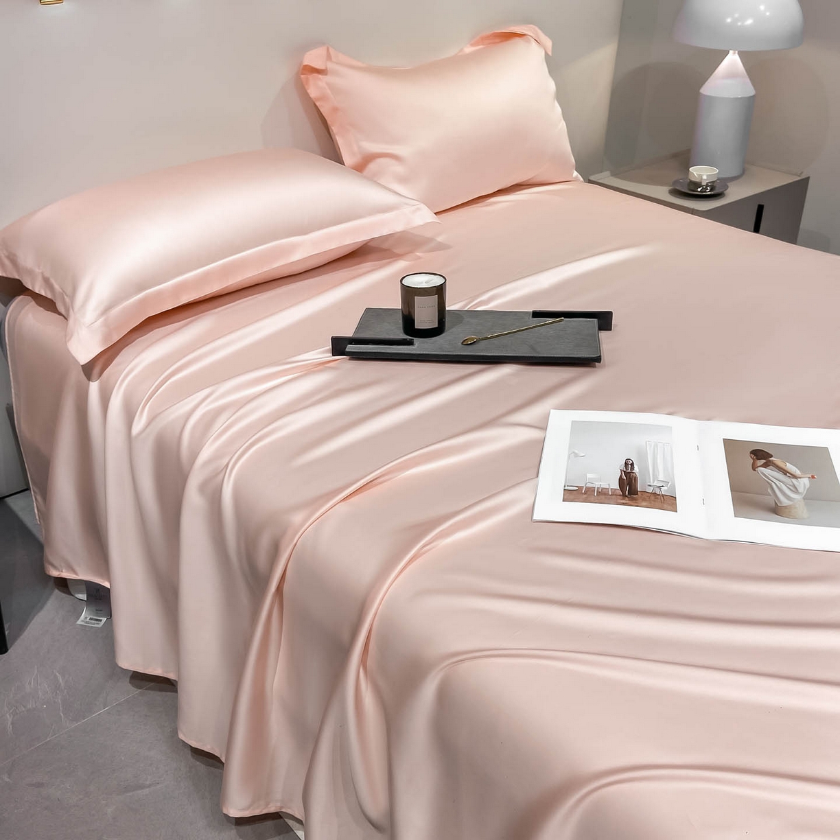 91家纺网 家纺一手货源 找家纺 涵宸家纺 2026新款兰精3M天丝纯色单枕套 单枕套-蜜桃粉