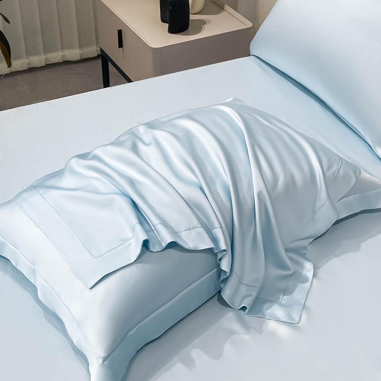 91家纺网 家纺一手货源 找家纺 涵宸家纺 2026新款兰精3M天丝纯色单枕套 单枕套-晴天兰