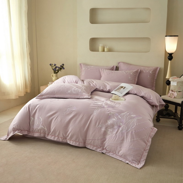 91家纺网 家纺一手货源 找家纺 金纱玉纺家纺 2026新款轻奢工艺绣花四件套（提供买家秀） 绚丽-紫