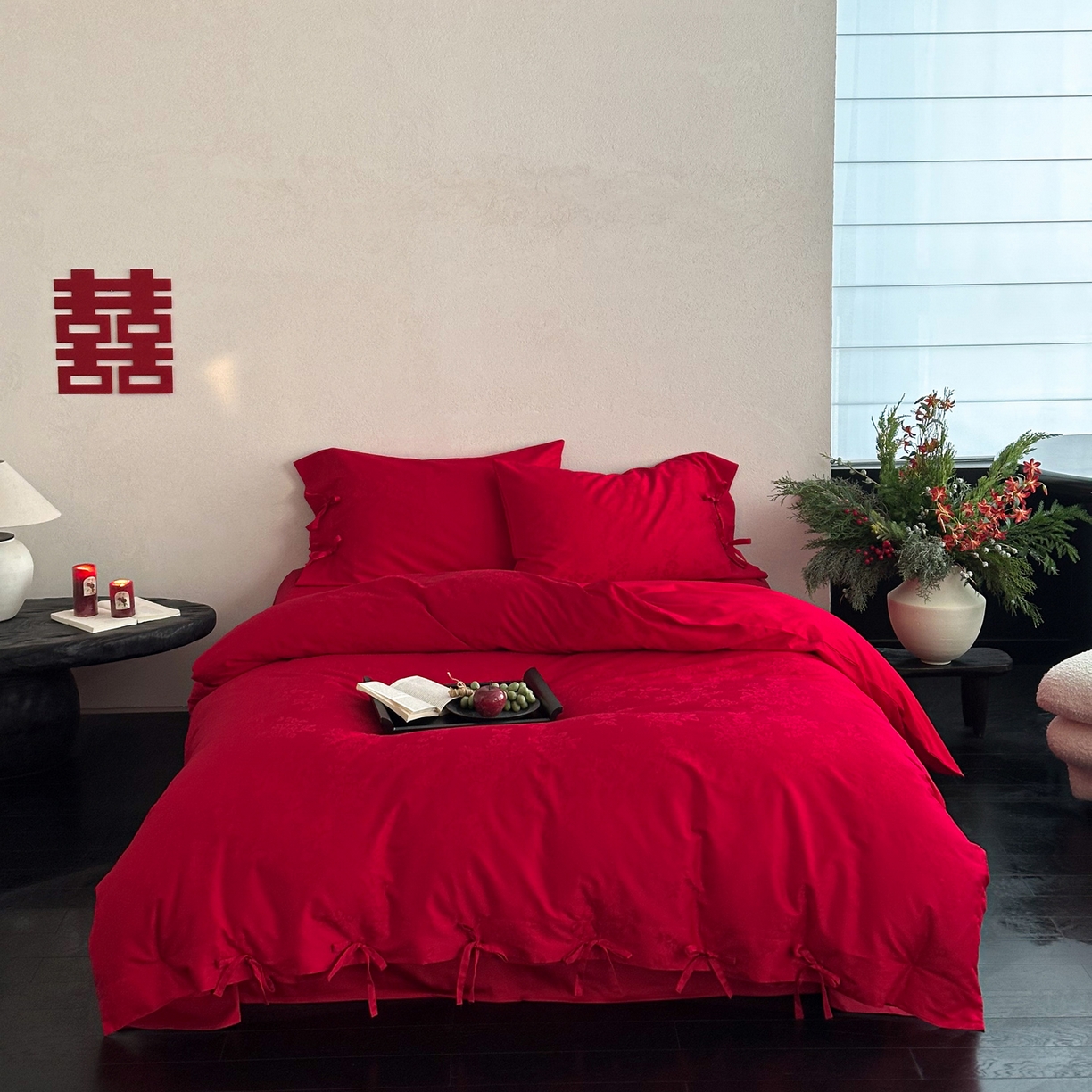 91家纺网 家纺一手货源 找家纺 （总）华超针织 2025新款棉麻密拷边刺绣四件套-蓝莓