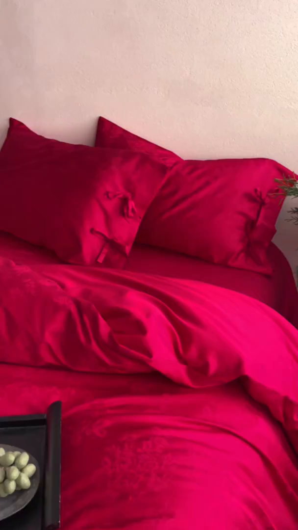 91家纺网 家纺一手货源 找家纺 （总）华超针织 2026新款100S全棉婚庆提花四件套-喜结连理