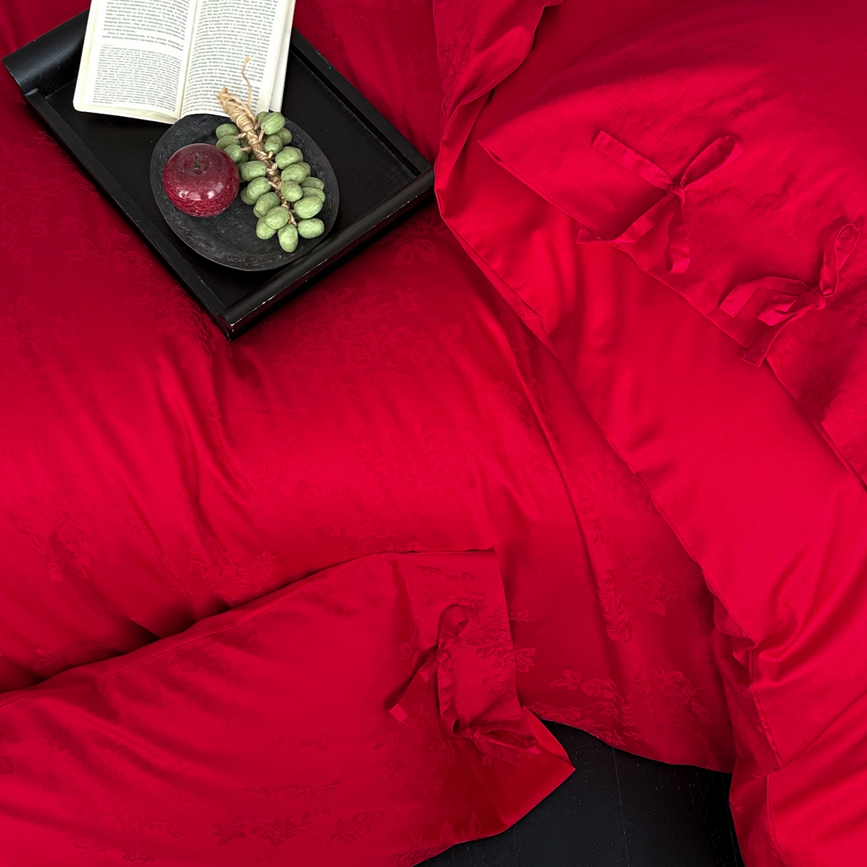 91家纺网 家纺一手货源 找家纺 （总）华超针织 2026新款100S全棉婚庆提花四件套-喜结连理