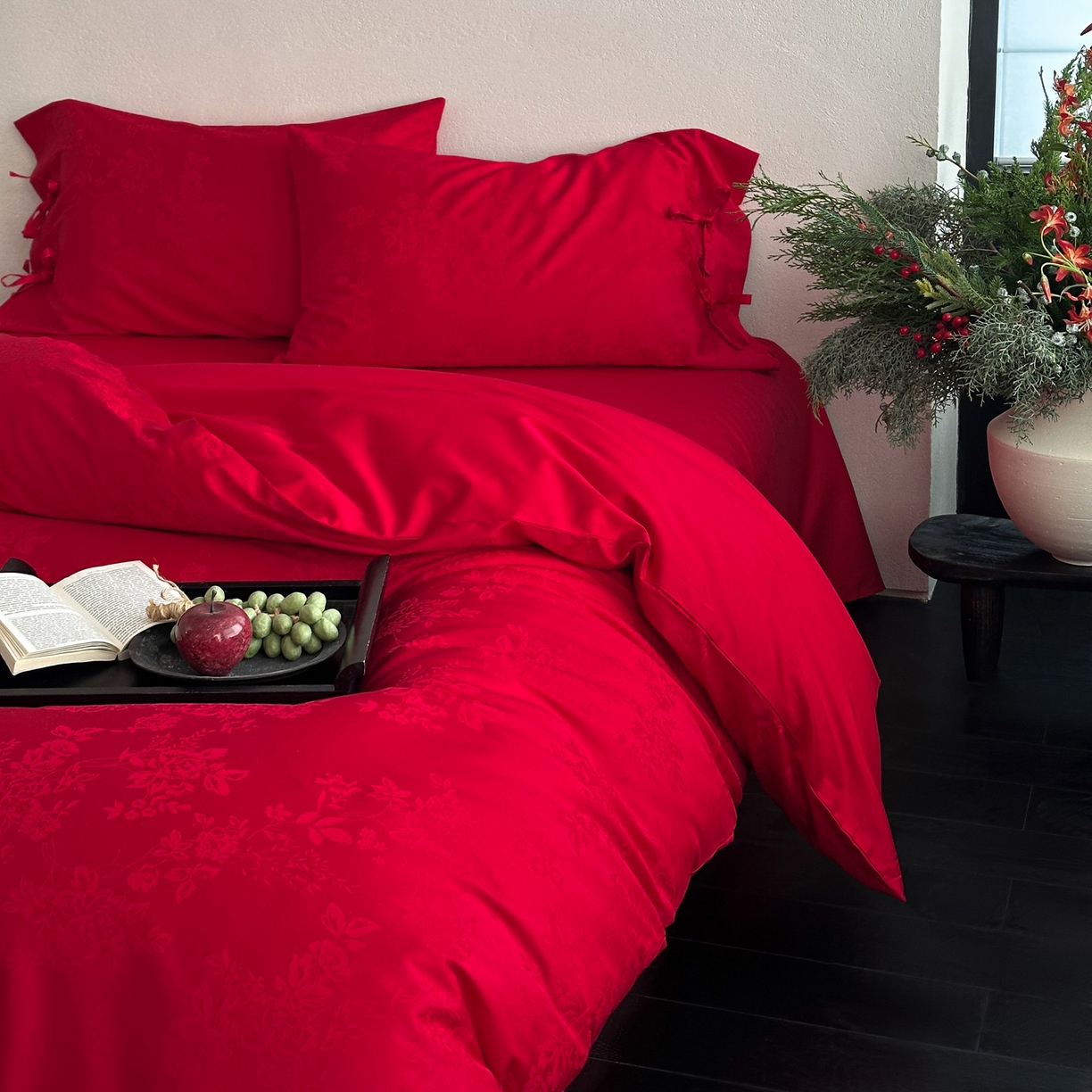 91家纺网 家纺一手货源 找家纺 （总）华超针织 2026新款100S全棉婚庆提花四件套-喜结连理