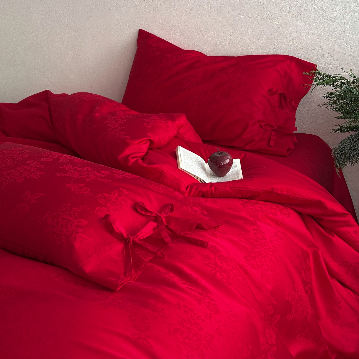 91家纺网 家纺一手货源 找家纺 （总）华超针织 2026新款100S全棉婚庆提花四件套-喜结连理