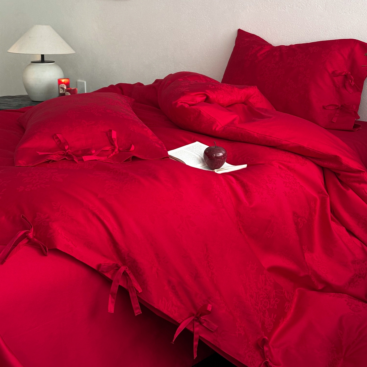 91家纺网 家纺一手货源 找家纺 （总）华超针织 2026新款100S全棉婚庆提花四件套-喜结连理