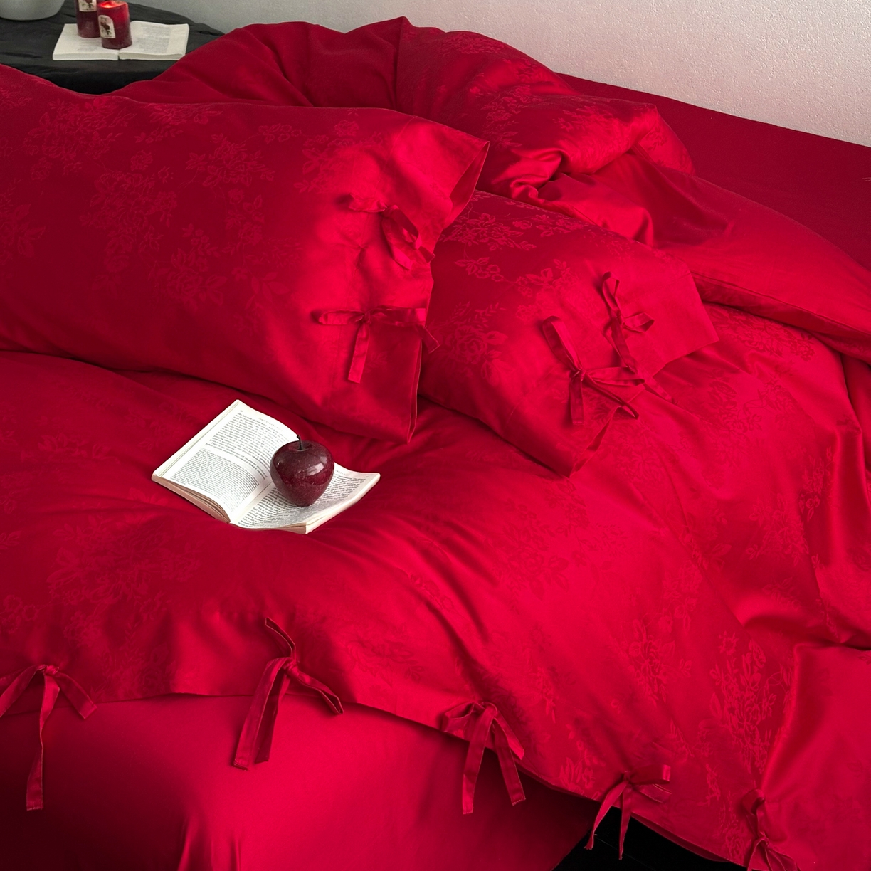 91家纺网 家纺一手货源 找家纺 （总）华超针织 2026新款100S全棉婚庆提花四件套-喜结连理