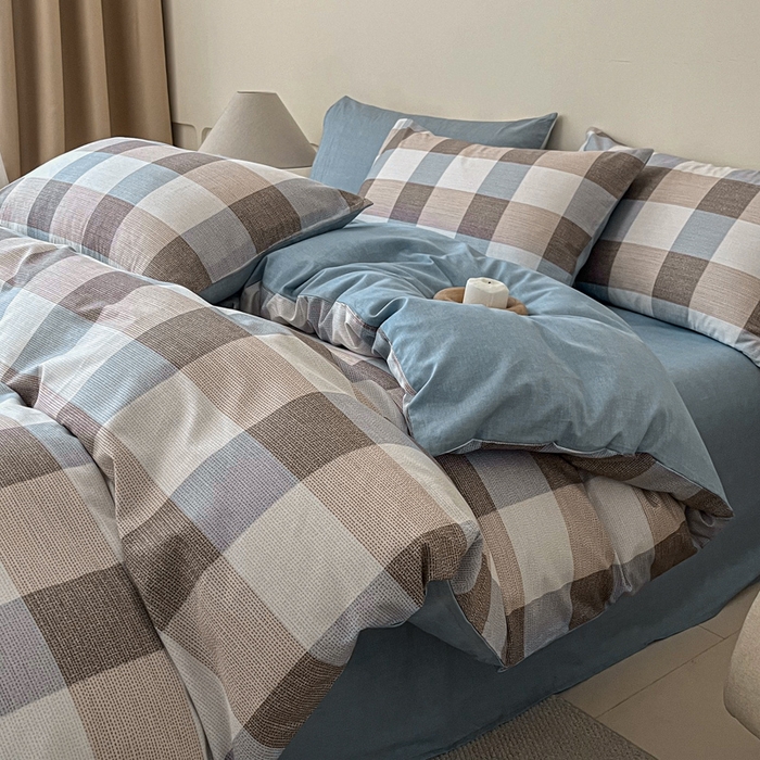 涵宸家纺 2026新款全棉印花四件套-良品-场景二 格律-兰