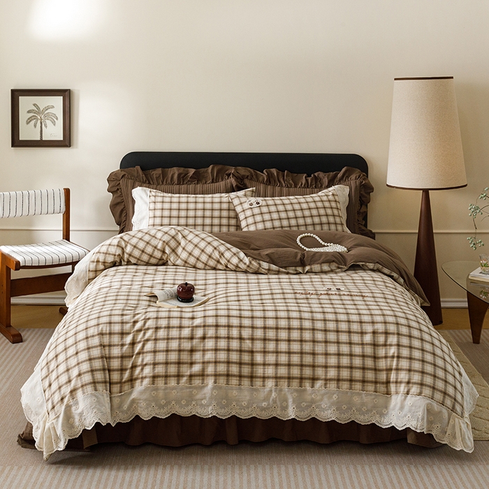 菊上家纺 2026新品全棉高密水洗床盖四件套-米兰系列 米兰-米