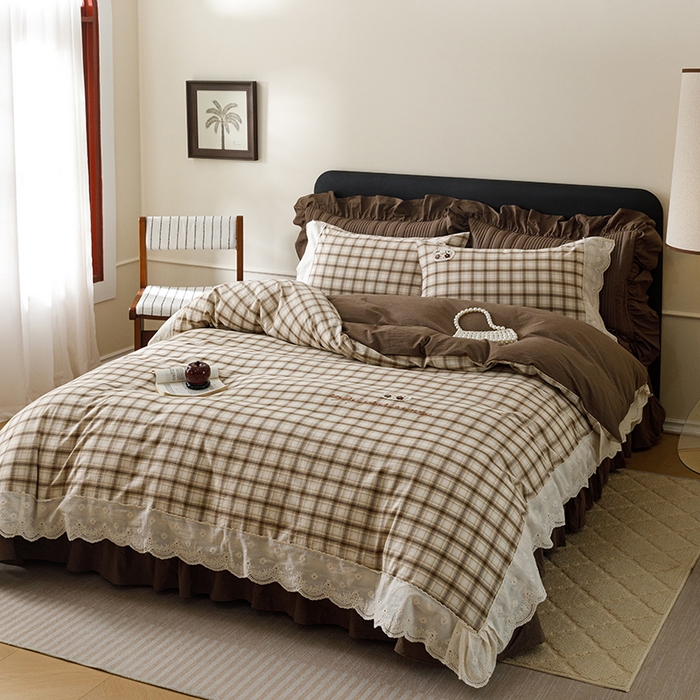 91家纺网 家纺一手货源 找家纺 菊上家纺 2026新品全棉高密水洗床盖四件套-米兰系列 米兰-米