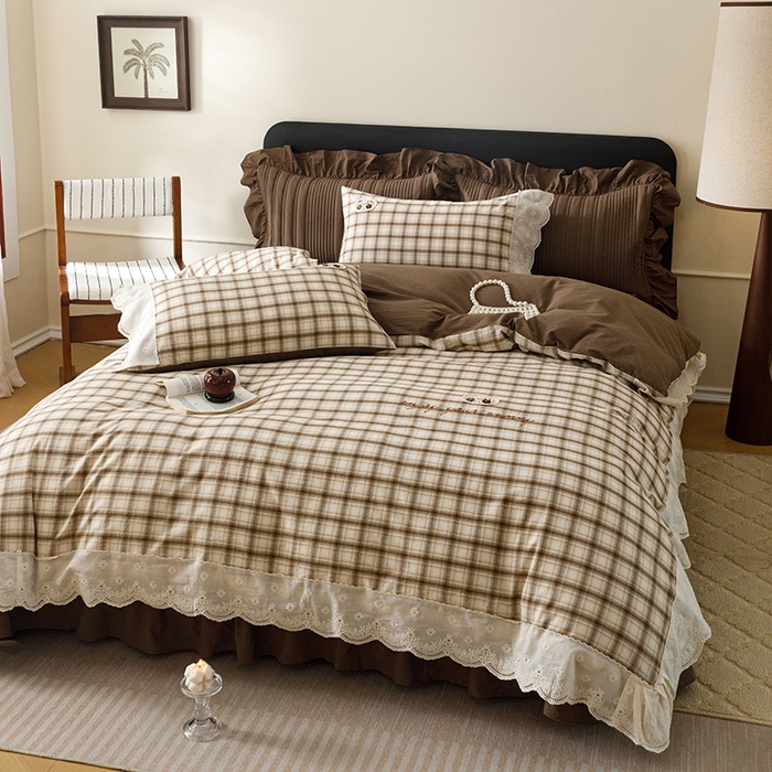 91家纺网 家纺一手货源 找家纺 菊上家纺 2026新品全棉高密水洗床盖四件套-米兰系列 米兰-米