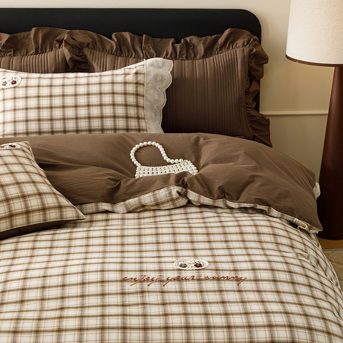 91家纺网 家纺一手货源 找家纺 菊上家纺 2026新品全棉高密水洗床盖四件套-米兰系列 米兰-米