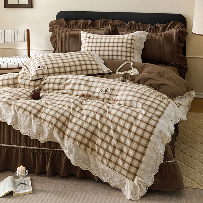 91家纺网 家纺一手货源 找家纺 菊上家纺 2026新品全棉高密水洗床盖四件套-米兰系列 米兰-米