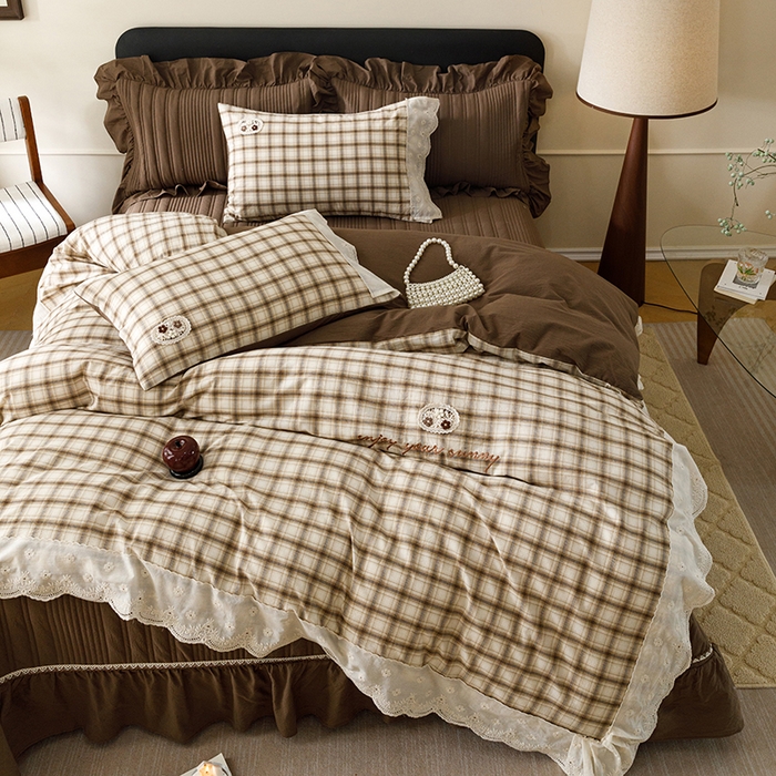 91家纺网 家纺一手货源 找家纺 菊上家纺 2026新品全棉高密水洗床盖四件套-米兰系列 米兰-米