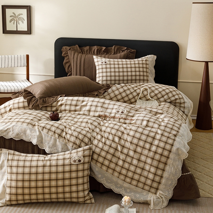 91家纺网 家纺一手货源 找家纺 菊上家纺 2026新品全棉高密水洗床盖四件套-米兰系列 米兰-米