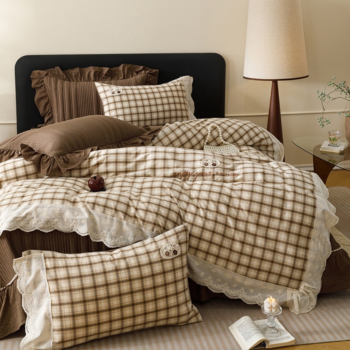 91家纺网 家纺一手货源 找家纺 菊上家纺 2026新品全棉高密水洗床盖四件套-米兰系列 米兰-米