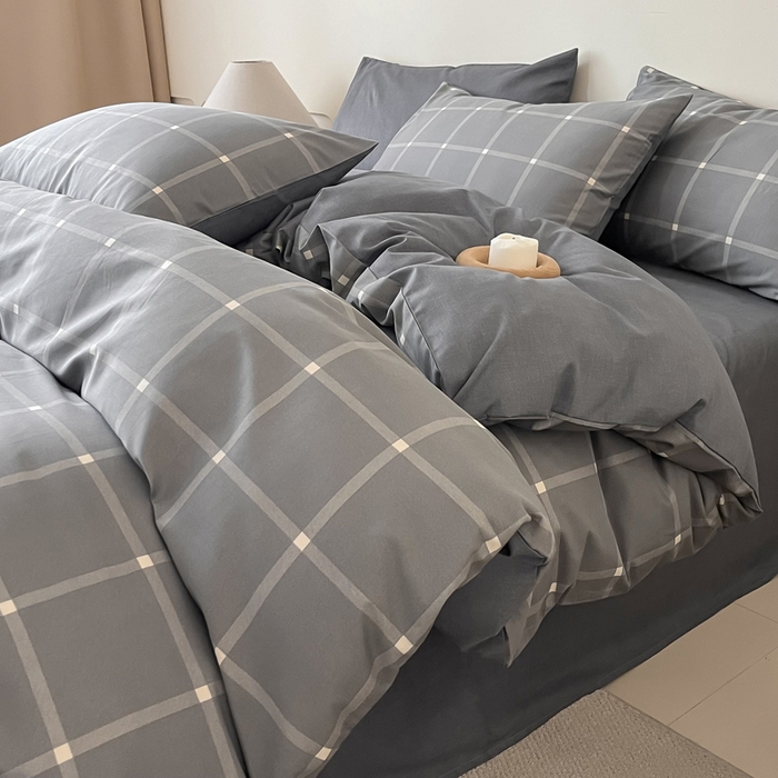 涵宸家纺 2026新款全棉印花四件套-良品-场景二 麦田-灰