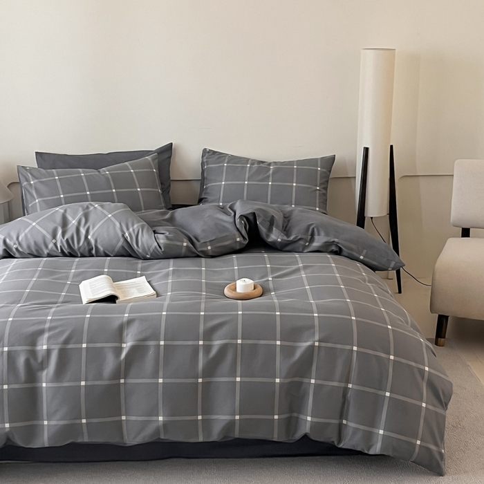 91家纺网 家纺一手货源 找家纺 涵宸家纺 2026新款全棉印花四件套-良品-场景二 麦田-灰