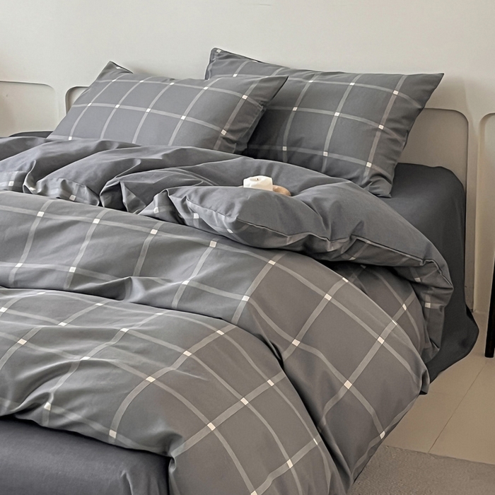 91家纺网 家纺一手货源 找家纺 涵宸家纺 2026新款全棉印花四件套-良品-场景二 麦田-灰