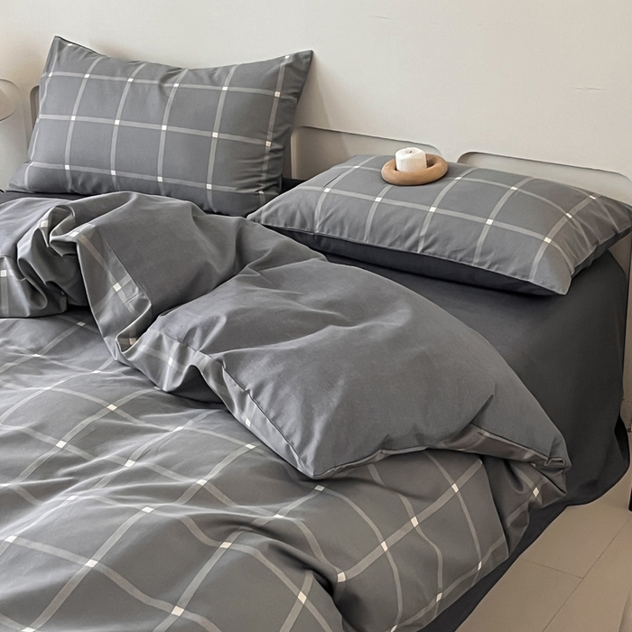 91家纺网 家纺一手货源 找家纺 涵宸家纺 2026新款全棉印花四件套-良品-场景二 麦田-灰