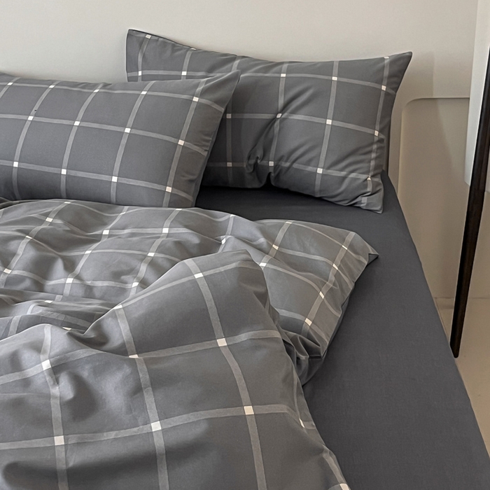 91家纺网 家纺一手货源 找家纺 涵宸家纺 2026新款全棉印花四件套-良品-场景二 麦田-灰