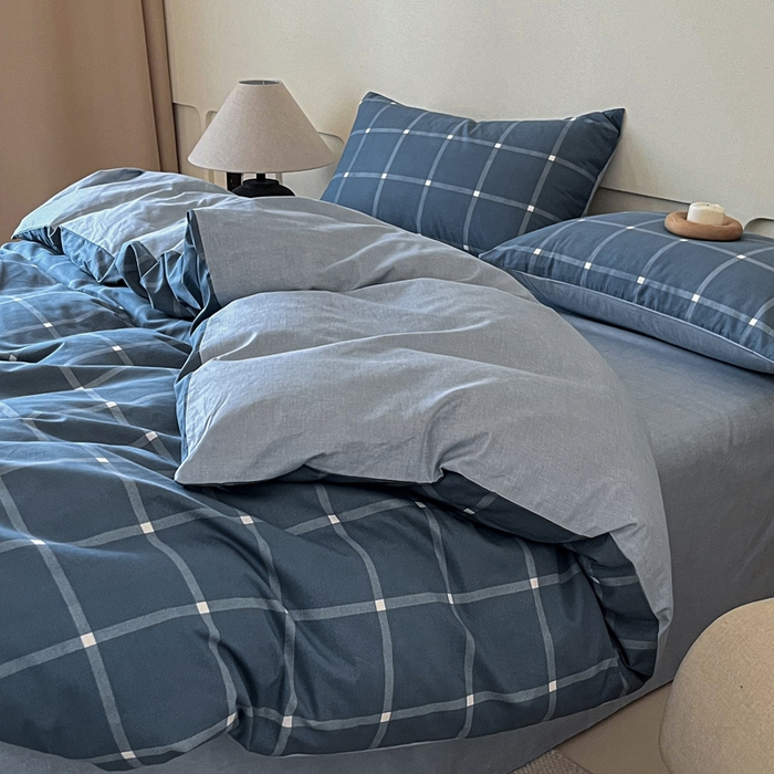 91家纺网 家纺一手货源 找家纺 涵宸家纺 2026新款全棉印花四件套-良品-场景二 麦田-兰