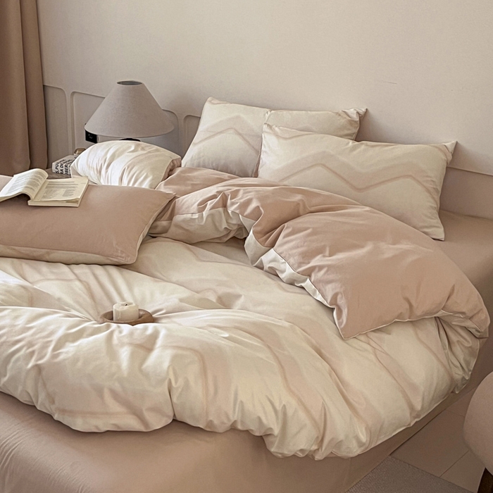 91家纺网 家纺一手货源 找家纺 涵宸家纺 2026新款全棉印花四件套-良品-场景二 摩卡