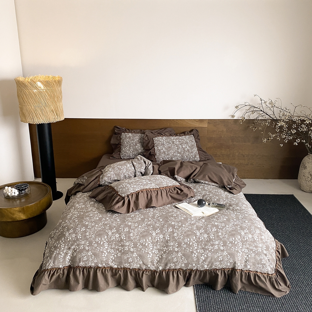 91家纺网 家纺一手货源 找家纺 曼布缇 2026新品全棉色织提花四件套-曼妮会员减20 控价：券后348元起 曼妮-深咖