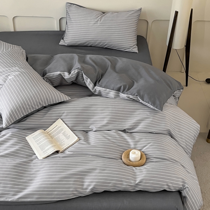 91家纺网 家纺一手货源 找家纺 涵宸家纺 2026新款全棉印花四件套-良品-场景二 英伦-浅灰