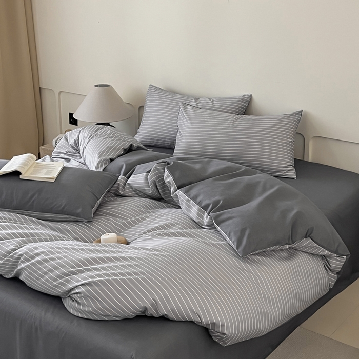 91家纺网 家纺一手货源 找家纺 涵宸家纺 2026新款全棉印花四件套-良品-场景二 英伦-浅灰