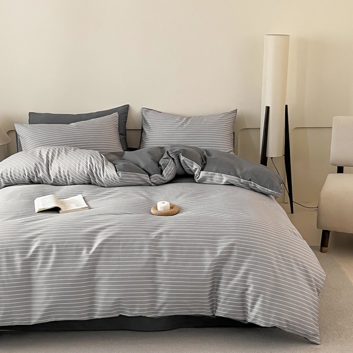 91家纺网 家纺一手货源 找家纺 涵宸家纺 2026新款全棉印花四件套-良品-场景二 英伦-浅灰